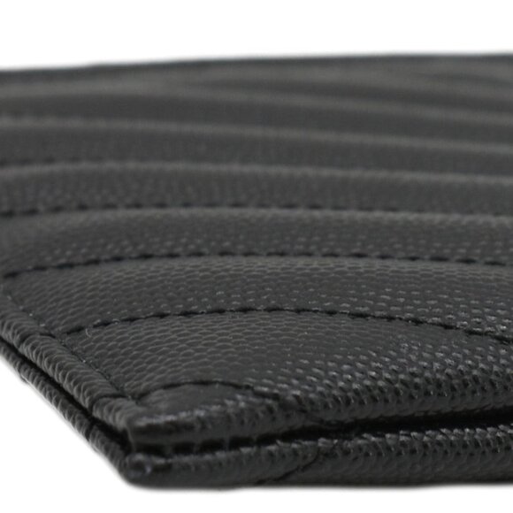 YVES SAINT LAURENT Monogram Bill Grain De Poudre Chevron Leather Zip Pouch Black - Picture 8 of 12